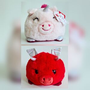 Aurora Unicorn Dragon Plush Reversible Stuffed Animal Toy Flip Soft Red Pink